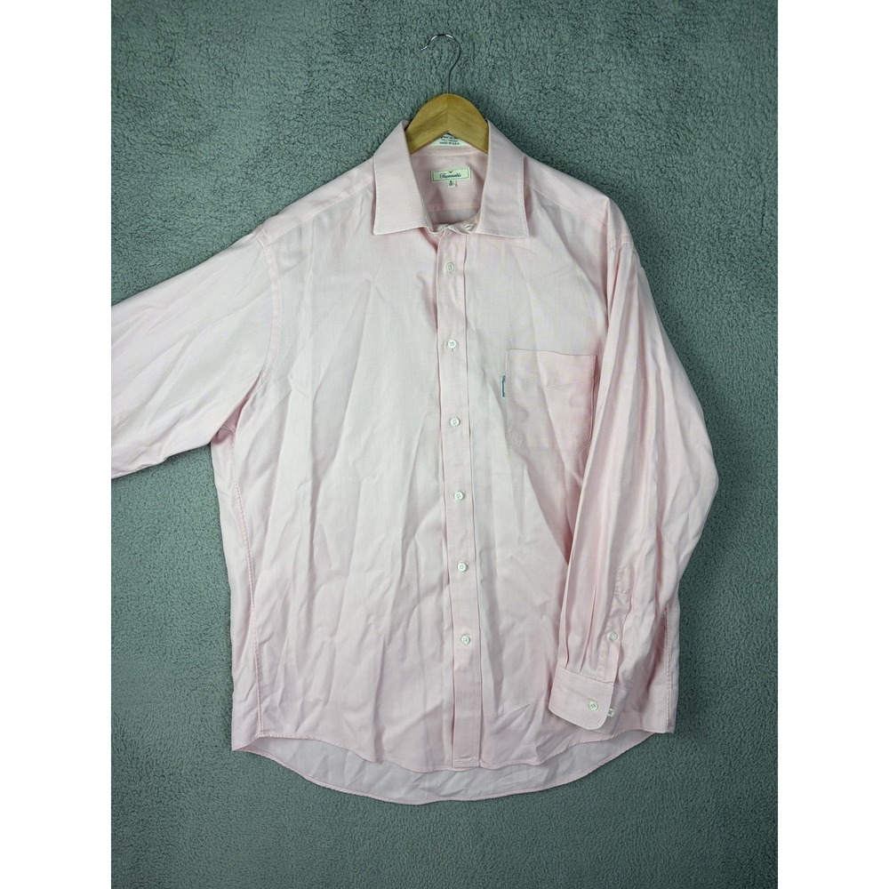 Faconnable Shirt Men 17 34/35 Pink Stripe Classic Fit Dress Long Sleeve Made USA
